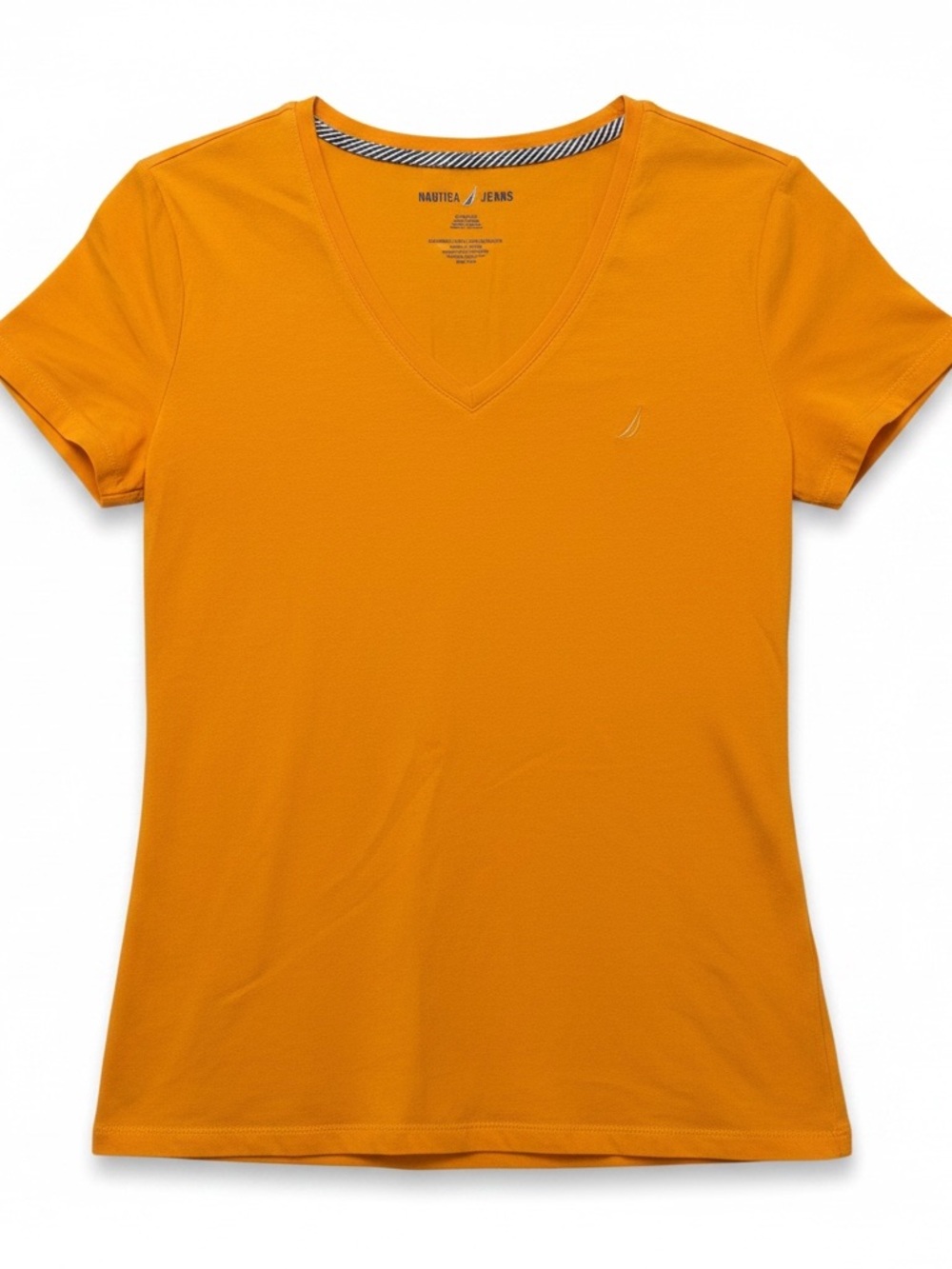 Nautica Women’s V-Neck Tee in Vibrant Orange Size Small